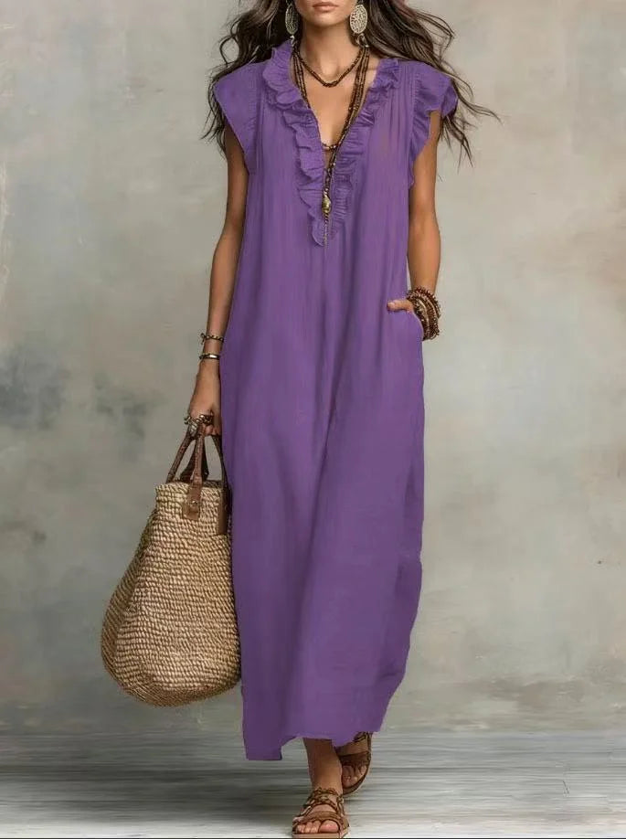 Laura - Boho Ruffle Maxi Dress
