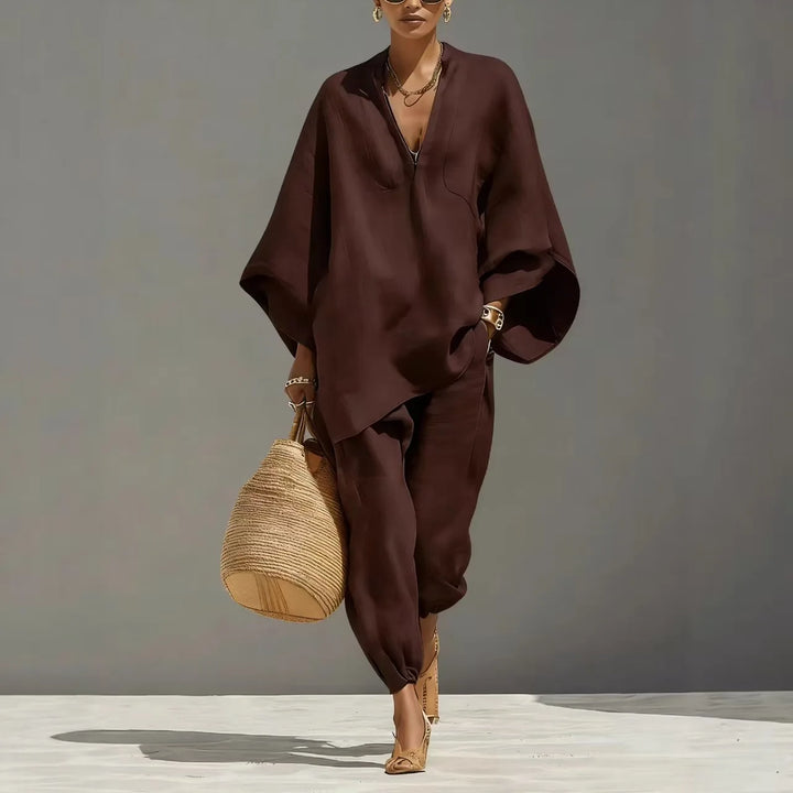 Valentina | Elegant Two-Piece Set with Kimono Sleeves and Relaxed Pants