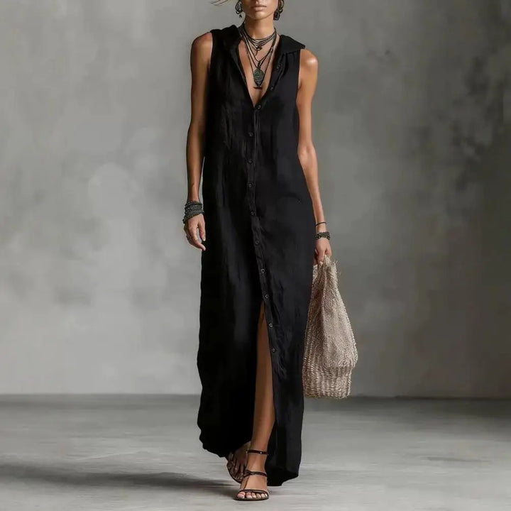 Michelle - Hooded Shirt Maxi Dress