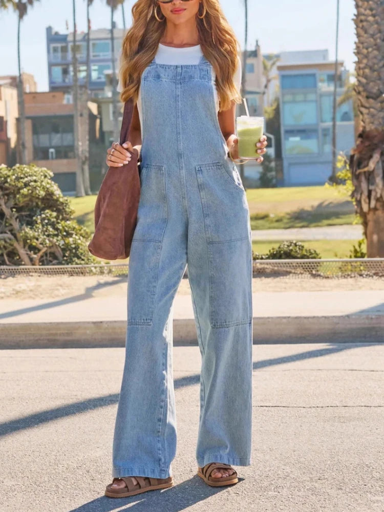 Amy - Stylish Denim Jumpsuit With Pockets