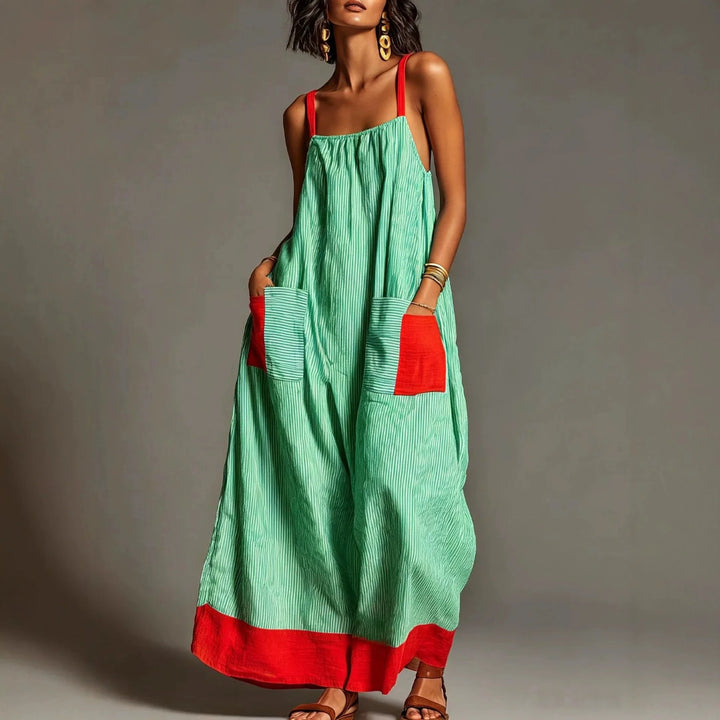 Donna - Striped Suspender Dress