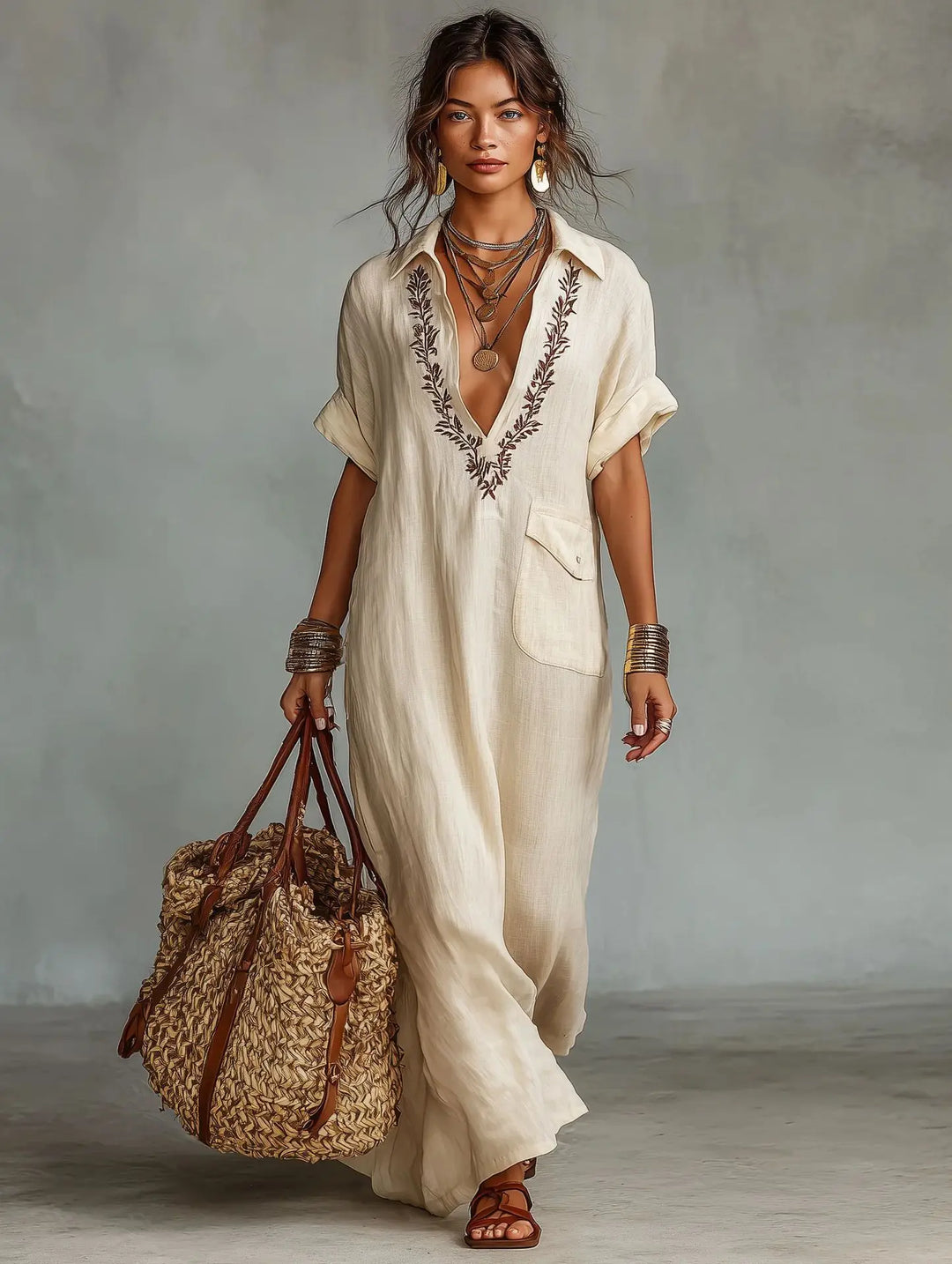 Kate - Embroidered Kaftan Dress