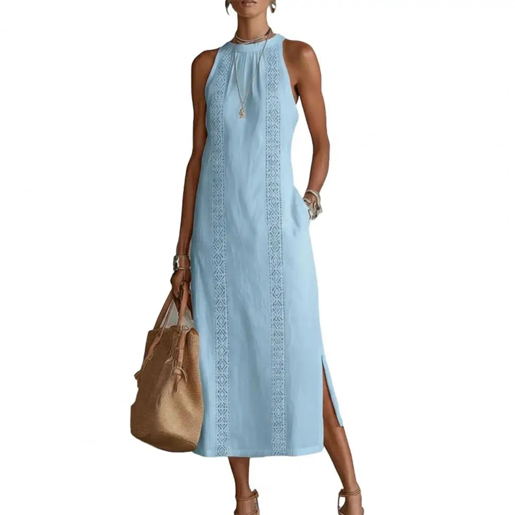Katlyn - Halter Slit Maxi Dress