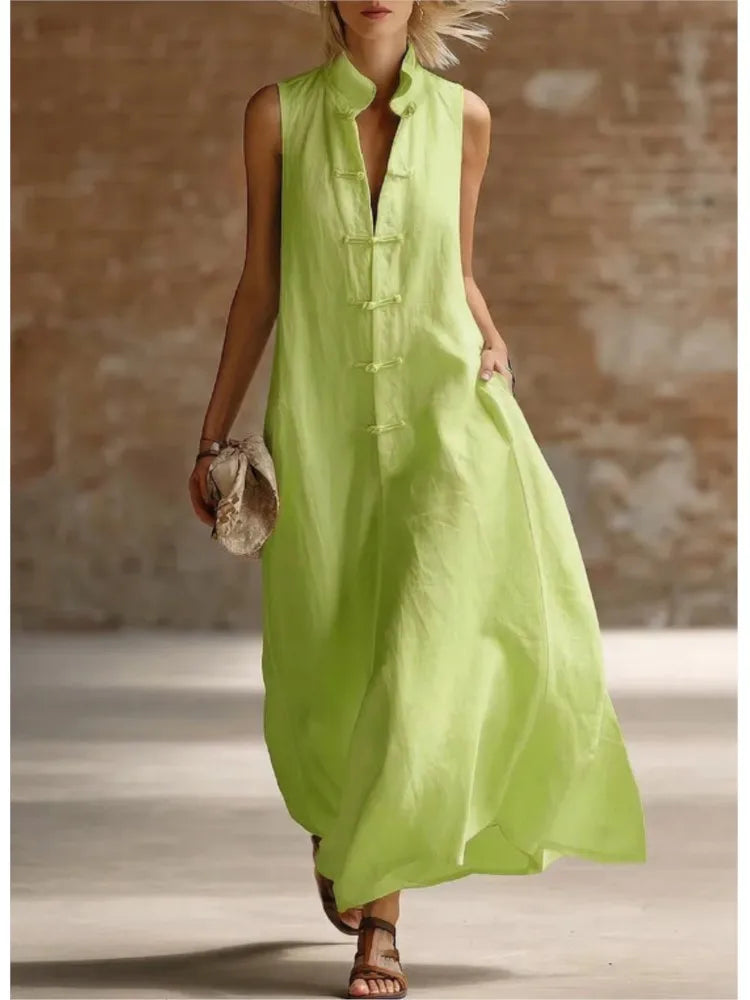 Karen - Frog Button Long Dress