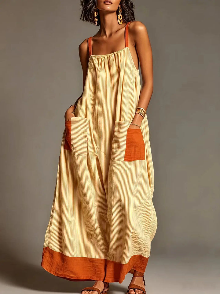 Donna - Striped Suspender Dress