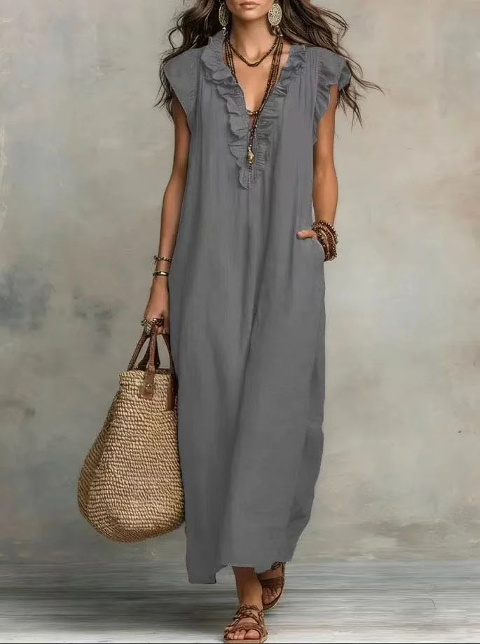 Laura - Boho Ruffle Maxi Dress
