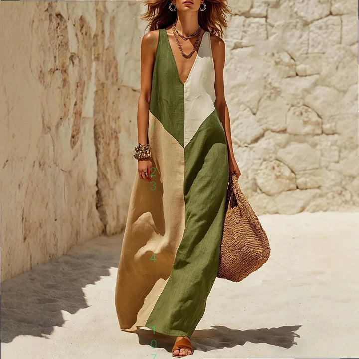 Angela - Color Block Long Dress