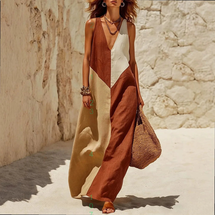 Angela - Color Block Long Dress