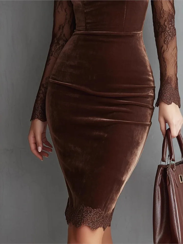 Amanda - Elegant Velvet Midi Dress