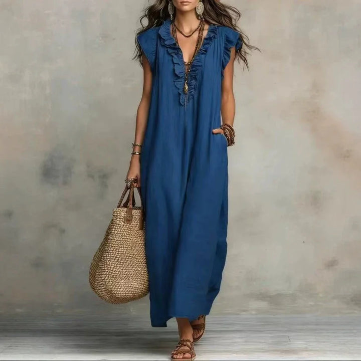 Laura - Boho Ruffle Maxi Dress