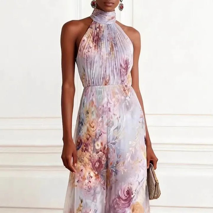 Christine - Flowy Chiffon Halter Evening Dress