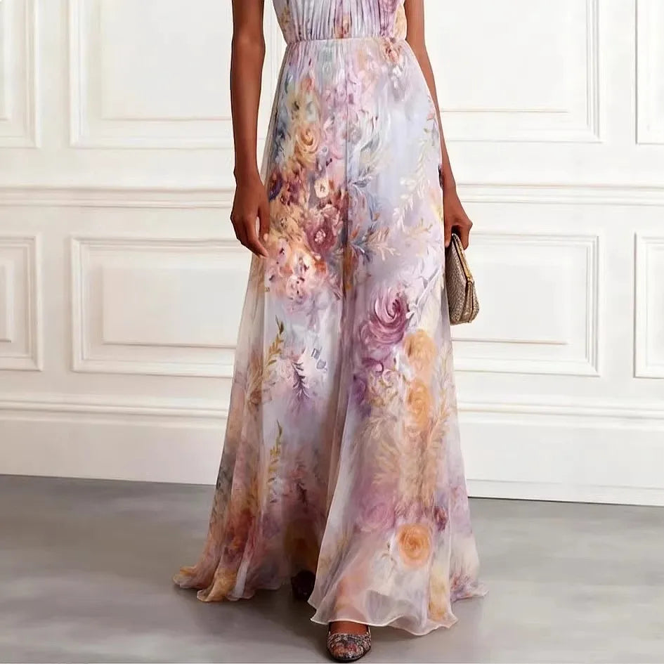Christine - Flowy Chiffon Halter Evening Dress