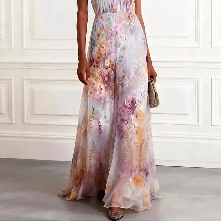 Christine - Flowy Chiffon Halter Evening Dress