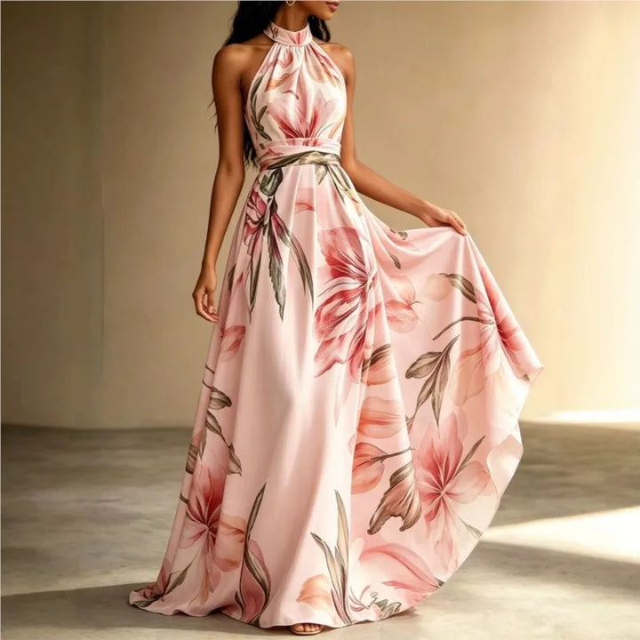 Wendy - Floral Bohemian Halter Long Dress