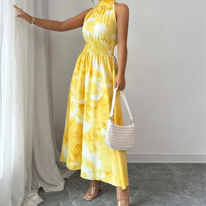 Joanne - Sleeveless Halter Printed Summer Dress