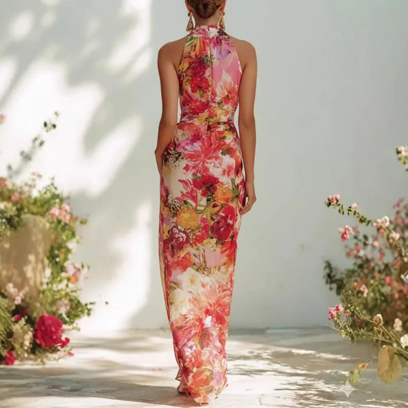 Nathalie - Slim Floral Bodycon Halter Dress