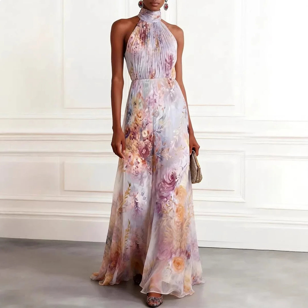 Christine - Flowy Chiffon Halter Evening Dress