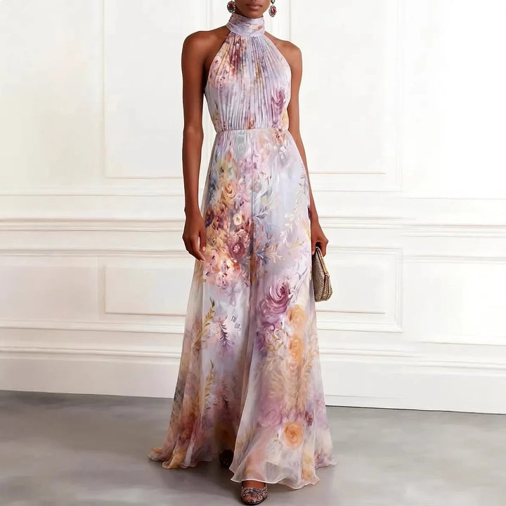 Christine - Flowy Chiffon Halter Evening Dress