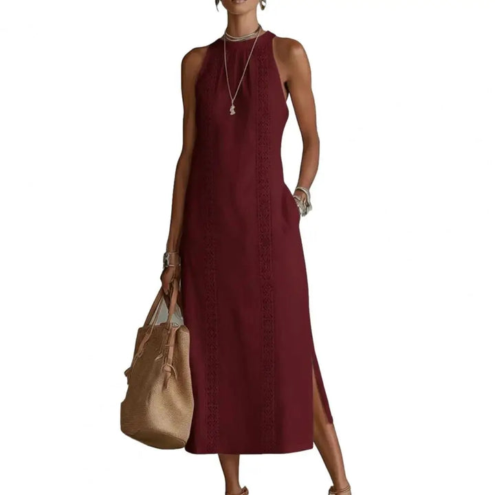Katlyn - Halter Slit Maxi Dress