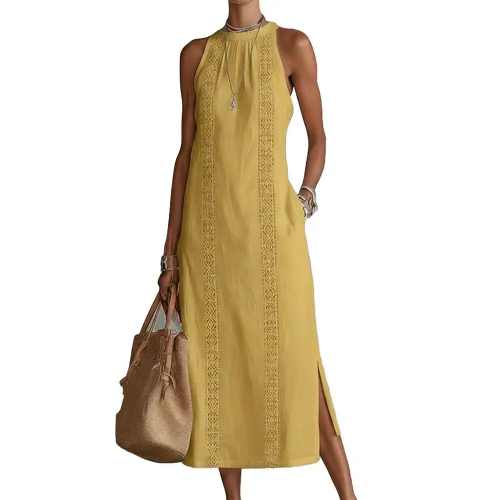 Katlyn - Halter Slit Maxi Dress