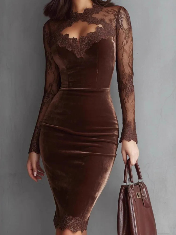 Amanda - Elegant Velvet Midi Dress