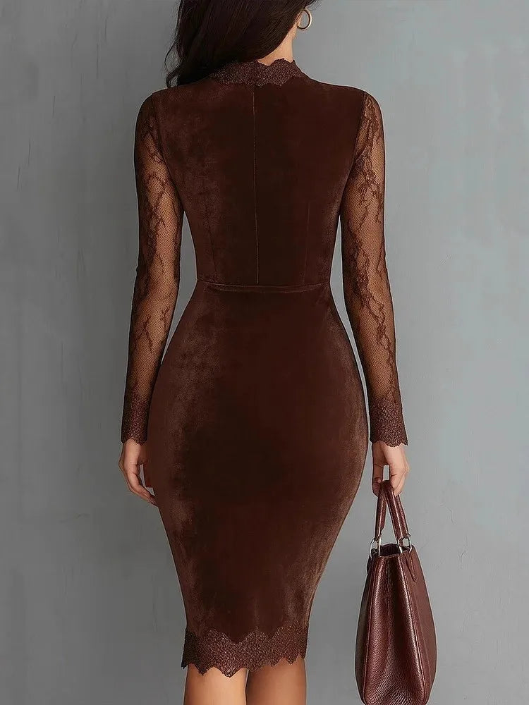 Amanda - Elegant Velvet Midi Dress