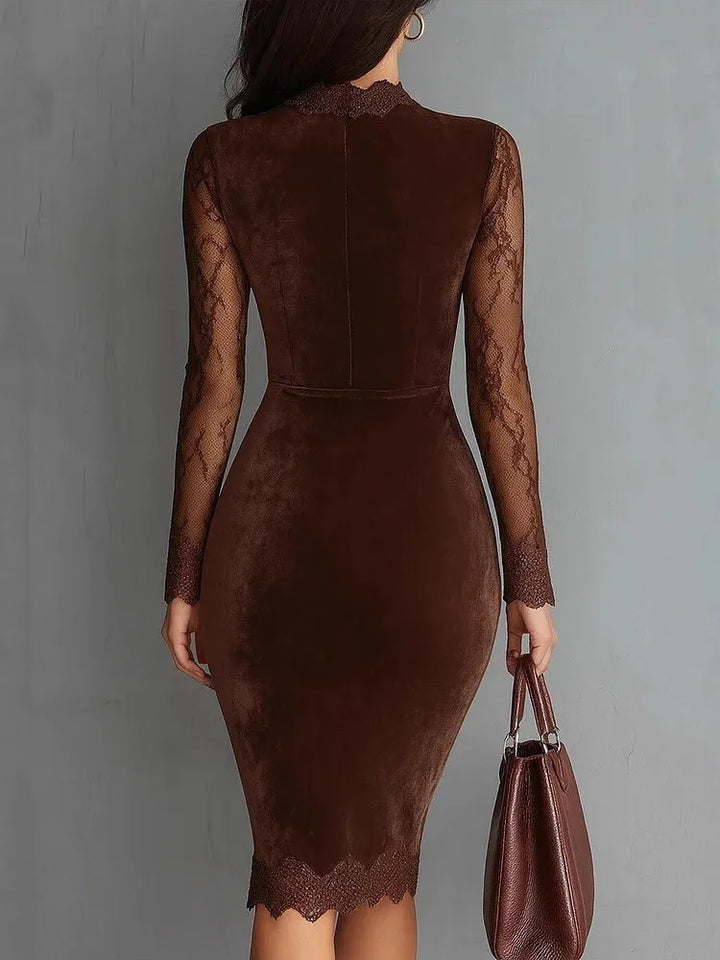 Amanda - Elegant Velvet Midi Dress