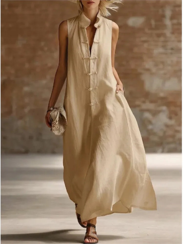 Karen - Frog Button Long Dress