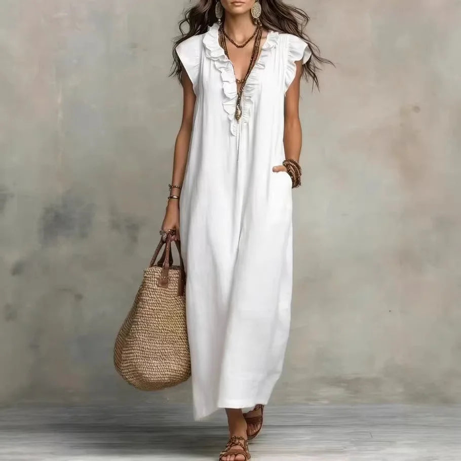 Laura - Boho Ruffle Maxi Dress