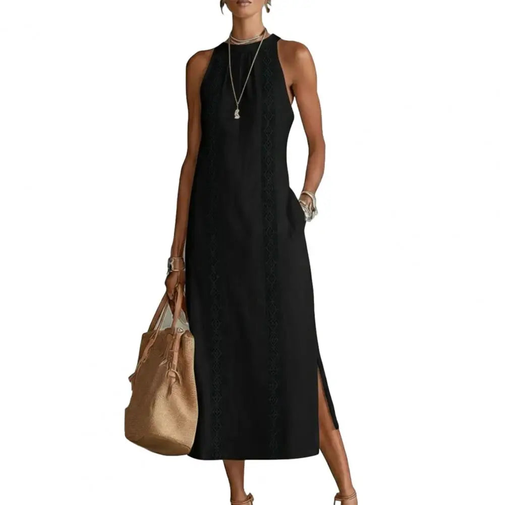 Katlyn - Halter Slit Maxi Dress