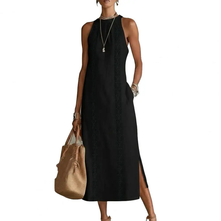 Katlyn - Halter Slit Maxi Dress