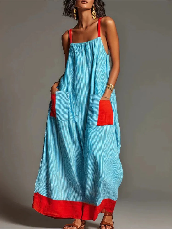 Donna - Striped Suspender Dress