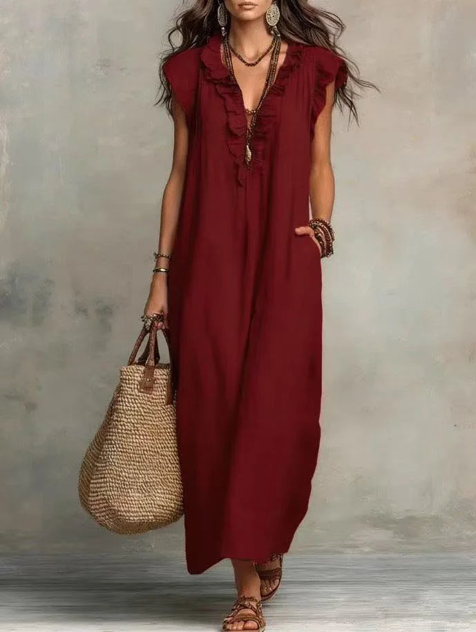 Laura - Boho Ruffle Maxi Dress