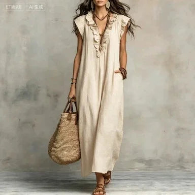 Laura - Boho Ruffle Maxi Dress