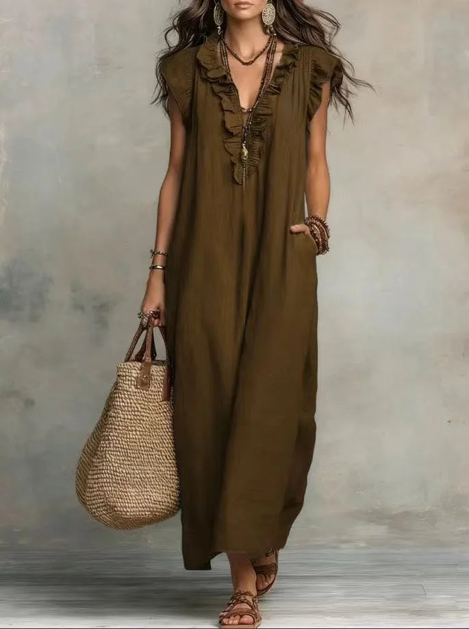 Laura - Boho Ruffle Maxi Dress