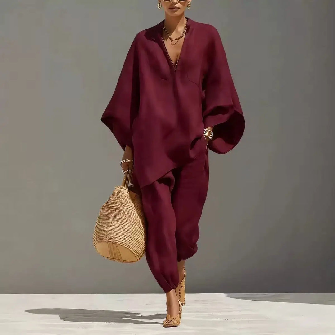 Valentina | Elegant Two-Piece Set with Kimono Sleeves and Relaxed Pants
