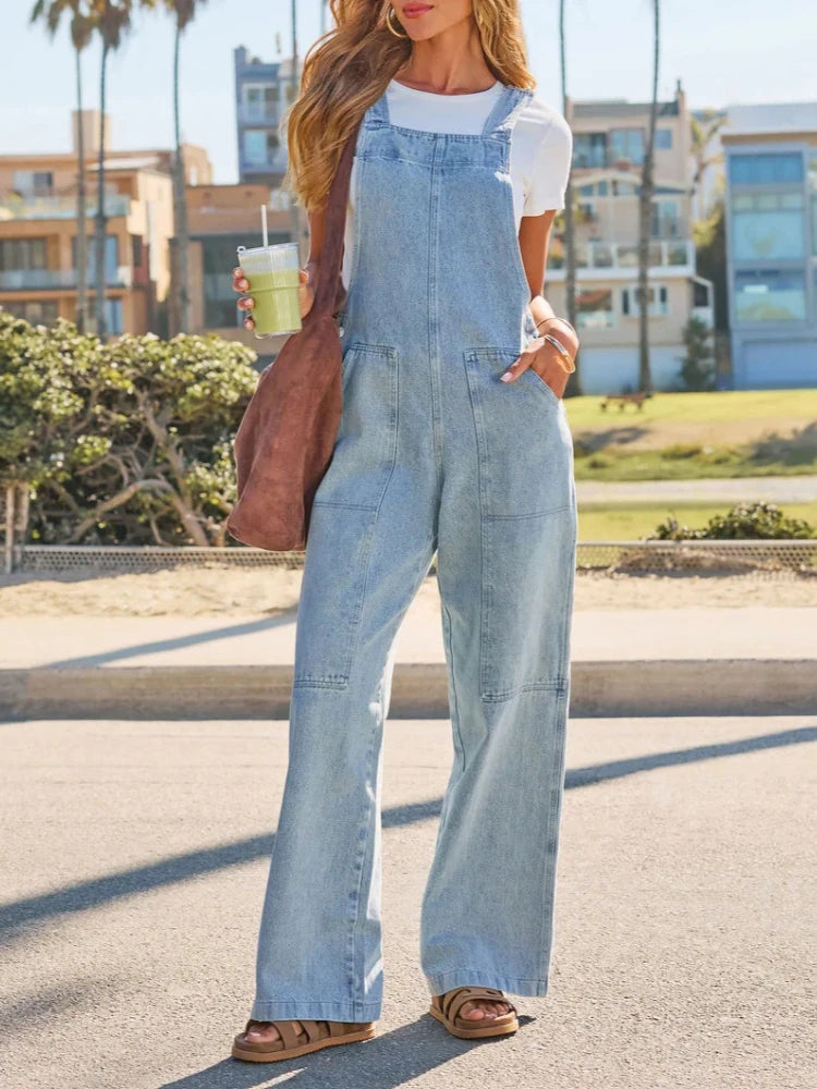 Amy - Stylish Denim Jumpsuit With Pockets