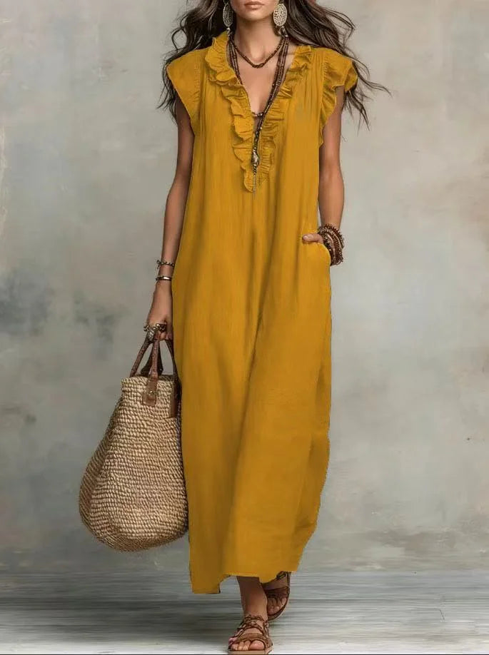 Laura - Boho Ruffle Maxi Dress
