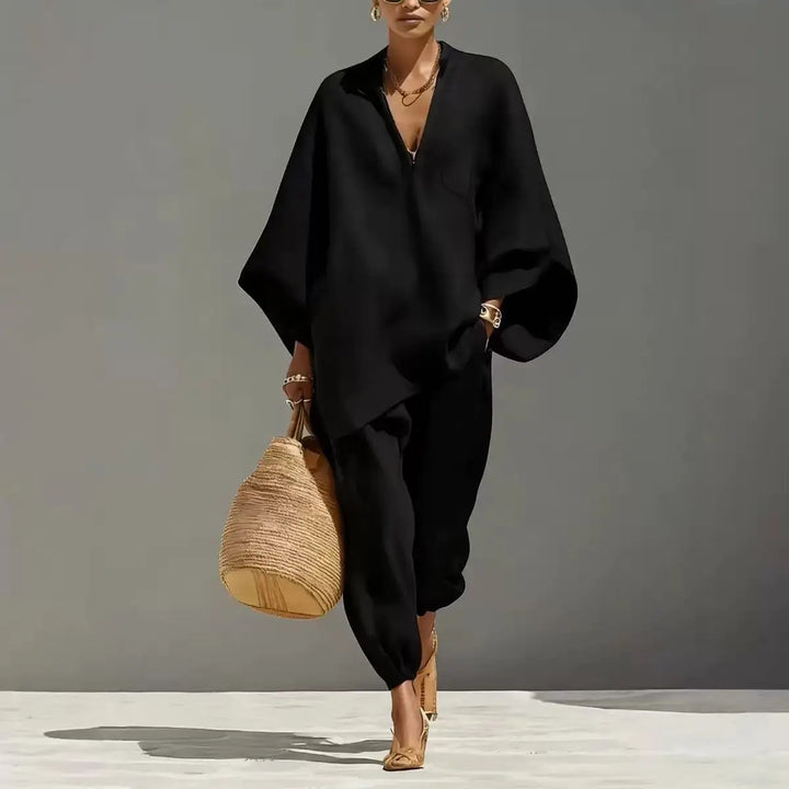 Valentina | Elegant Two-Piece Set with Kimono Sleeves and Relaxed Pants