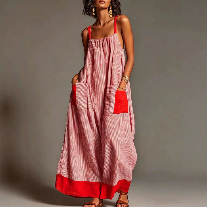 Donna - Striped Suspender Dress