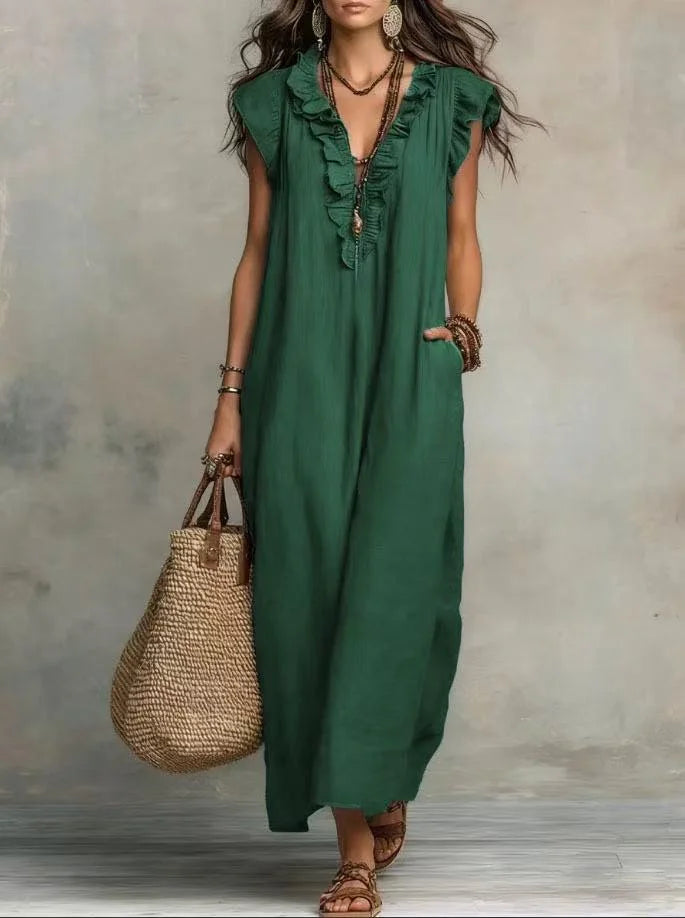Laura - Boho Ruffle Maxi Dress