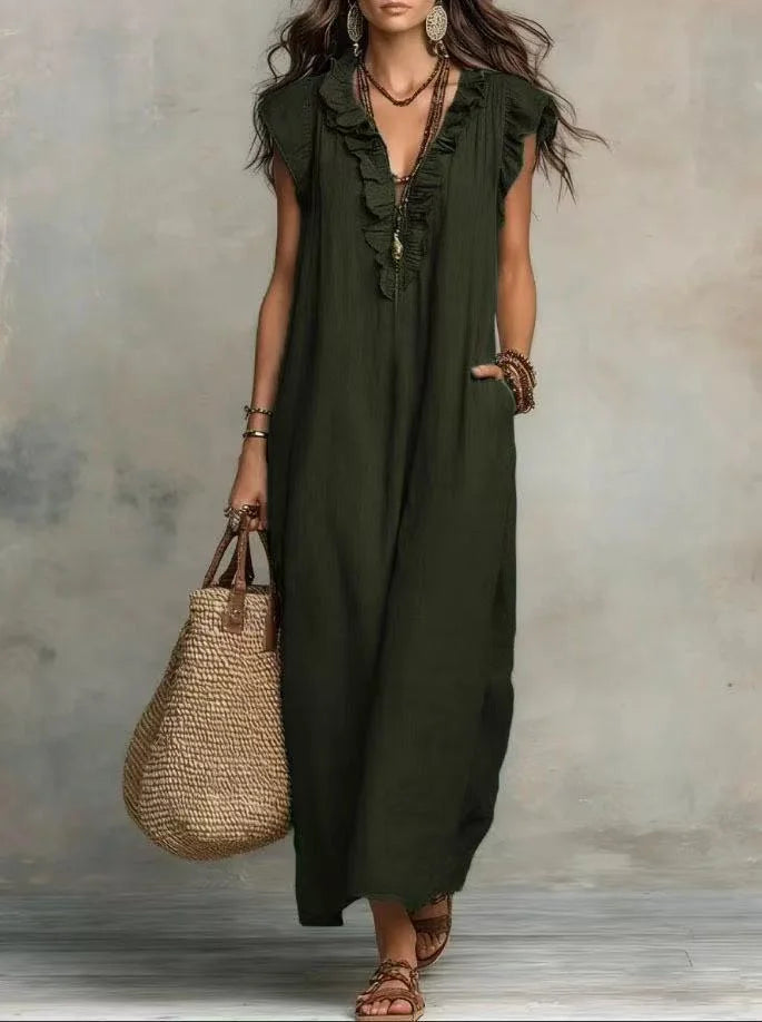 Laura - Boho Ruffle Maxi Dress