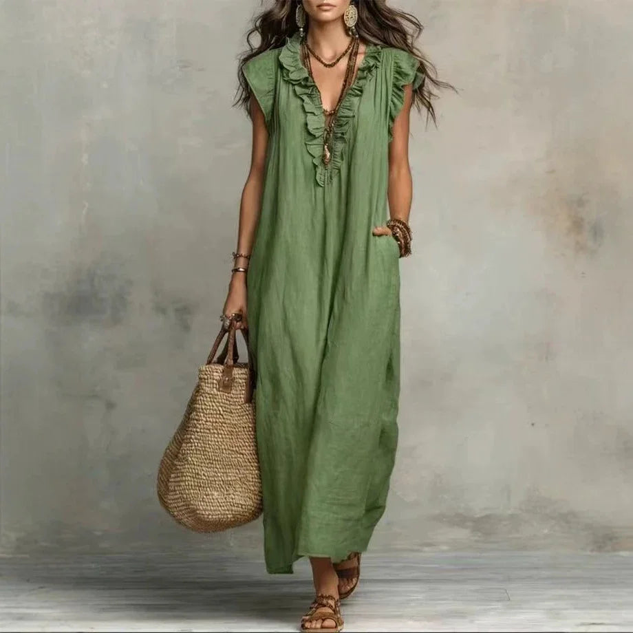 Laura - Boho Ruffle Maxi Dress