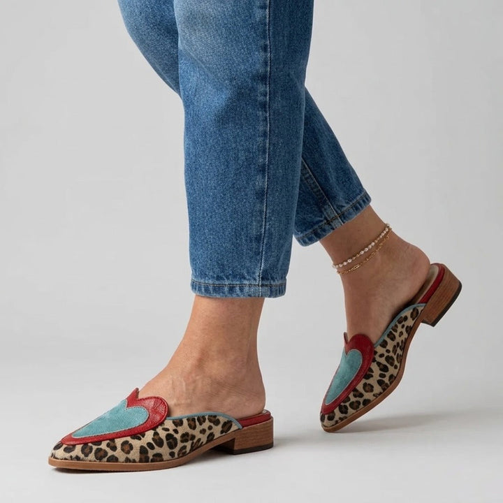 Perlia | Backless Mules with Leopard Print