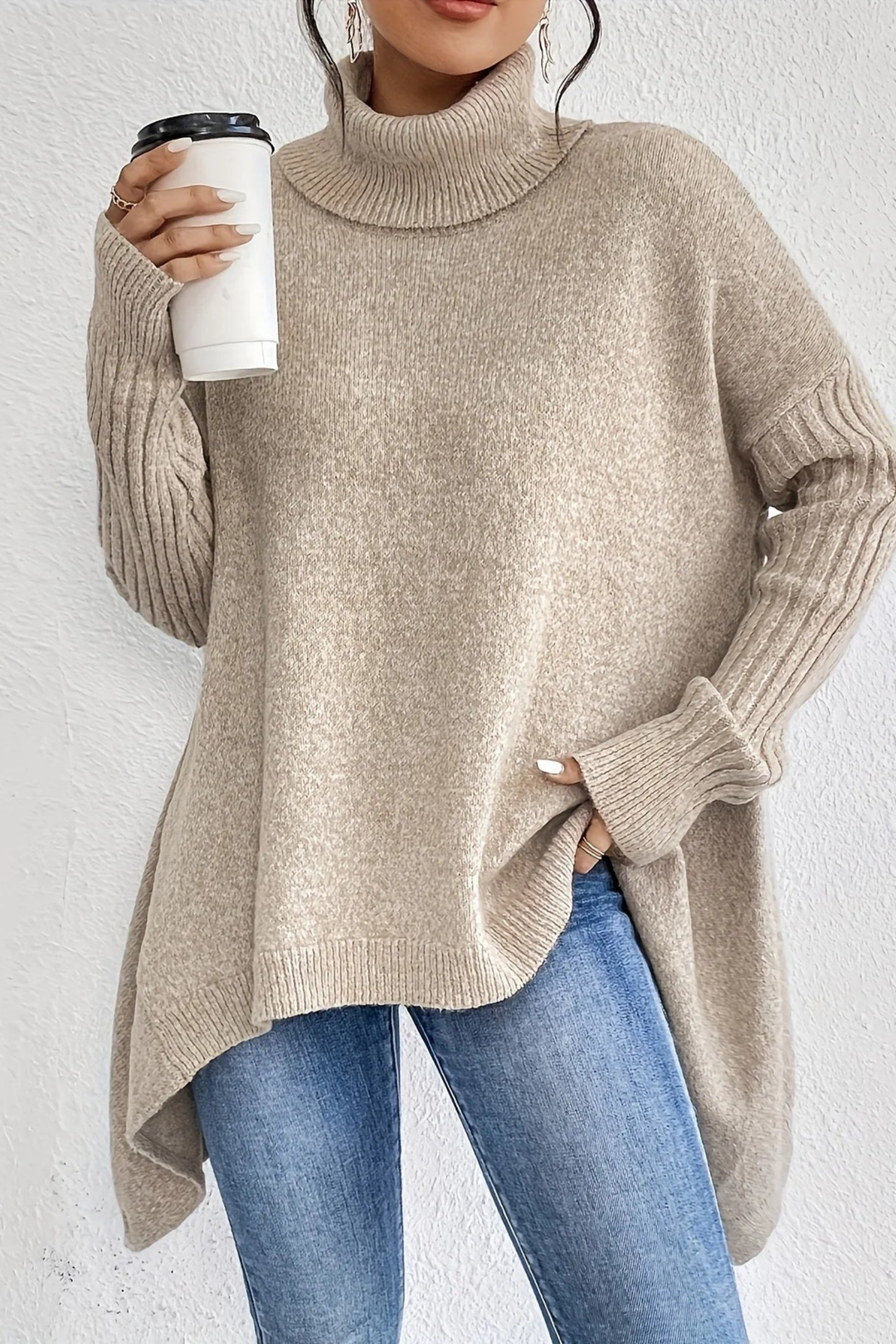 Mabel | Oversized Turtleneck Knit Sweater