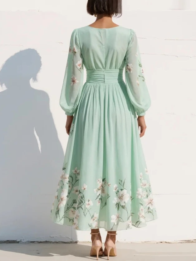 Olivia - Floral Elegance Midi Dress