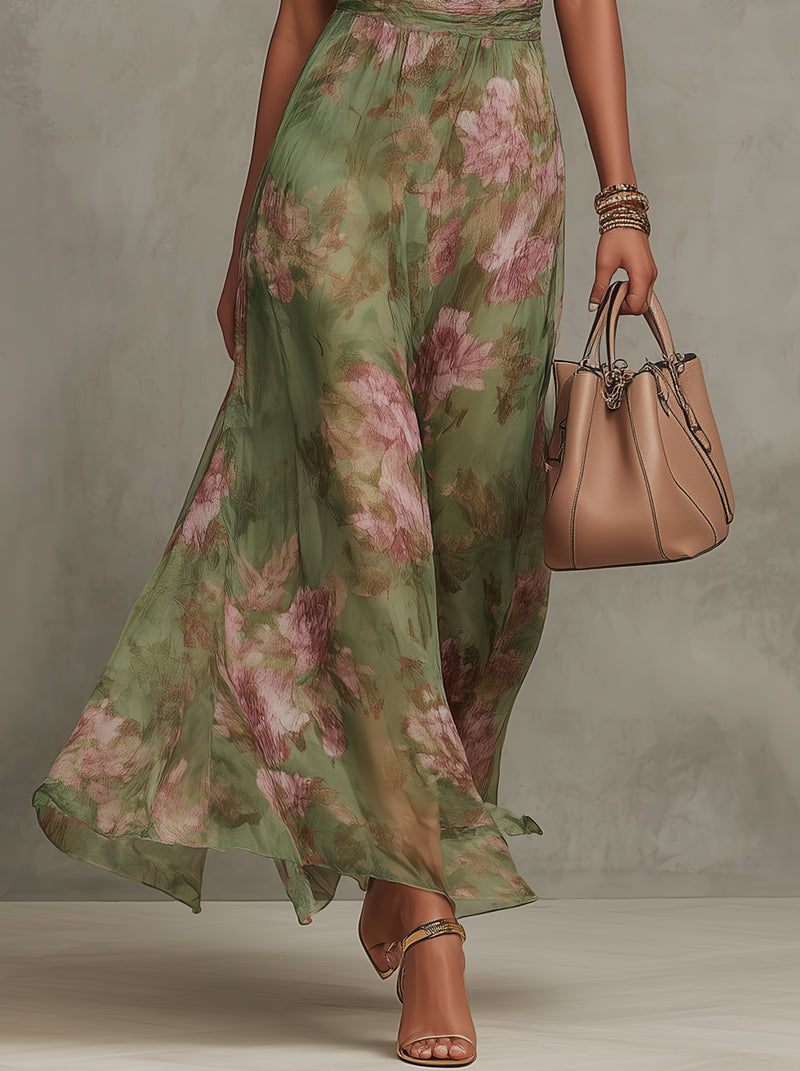 Livia - Elegant Floral Maxi Halter Dress
