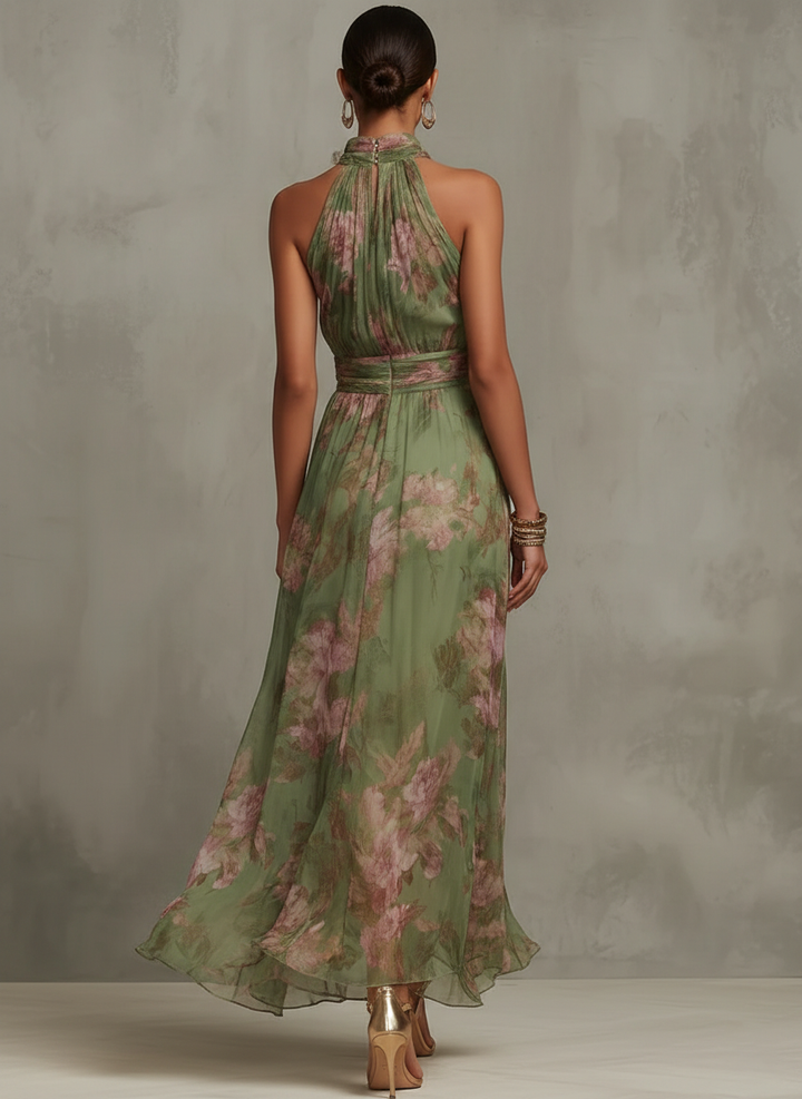 Livia - Elegant Floral Maxi Halter Dress