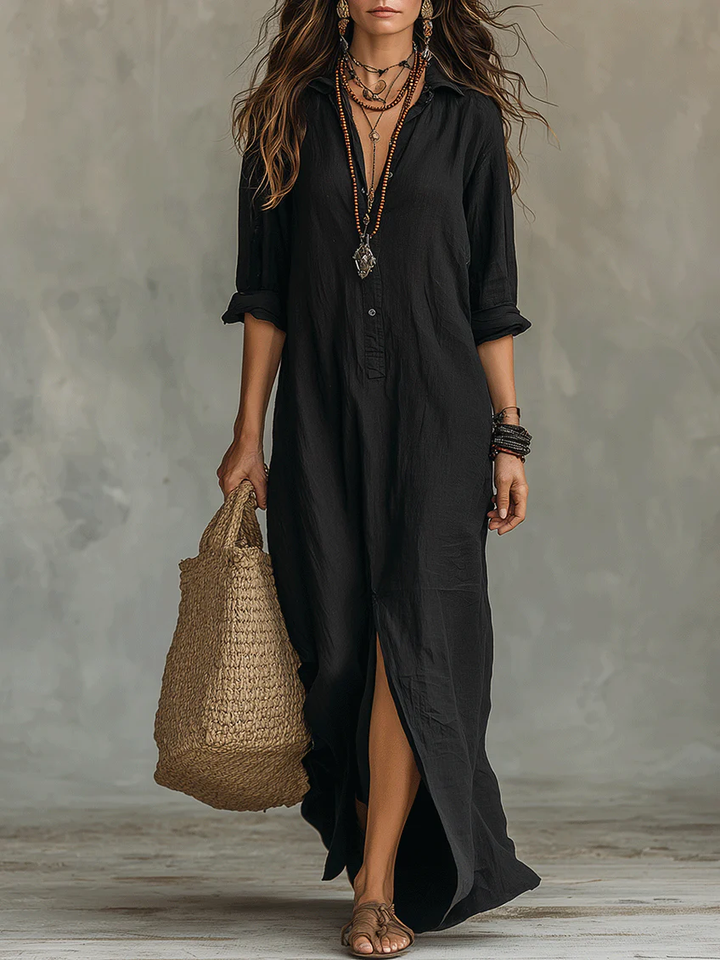Soline - Long Dress with Buttons