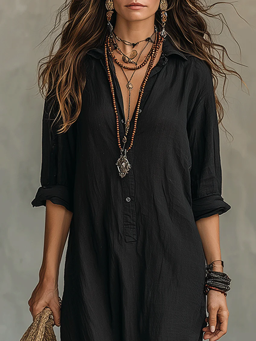 Soline - Long Dress with Buttons